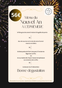 menu 31 decembre brasserie